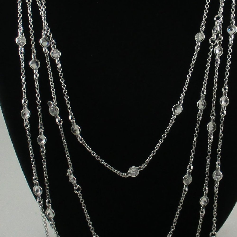 Sterling Silver Four Strand Absolute (Simulated D… - image 6